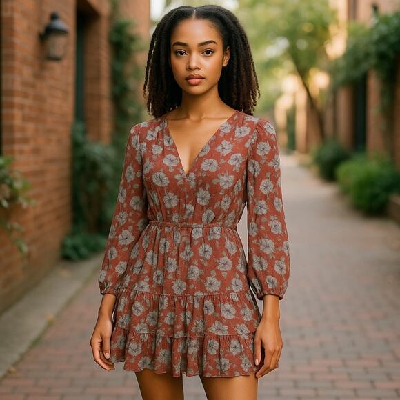 Mi Ami Francesca Floral Faux Wrap Mini Dress Size XXS - Picture 16 of 16